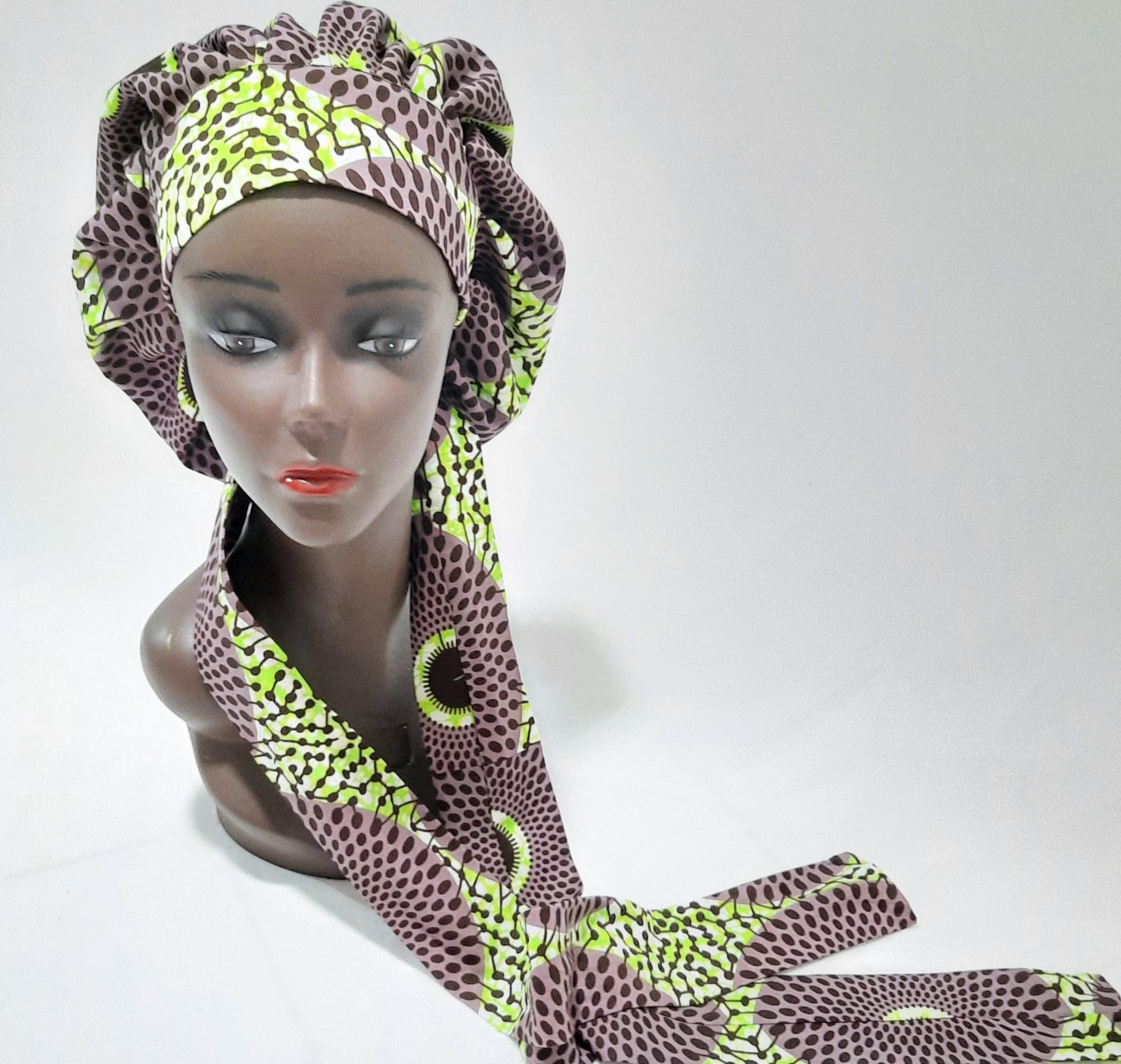 African Print Pre-Tied Satin Lined Head Wrap.