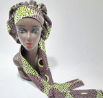 Load image into Gallery viewer, African Print Pre-Tied Satin Lined Head Wrap.
