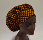 Load image into Gallery viewer, African Print Pre-Tied Satin Lined Head Wrap.
