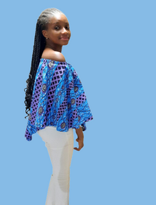 Vibrant African Print Off Shoulder Peplum Top.