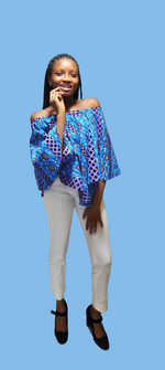 Load image into Gallery viewer, Vibrant African Print Off Shoulder Peplum Top.
