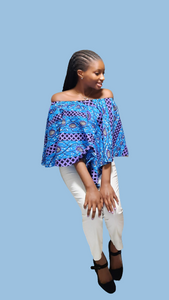 Vibrant African Print Off Shoulder Peplum Top.