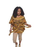 Load image into Gallery viewer, Gorgeous African Print Butterfly Top. With Belt.
