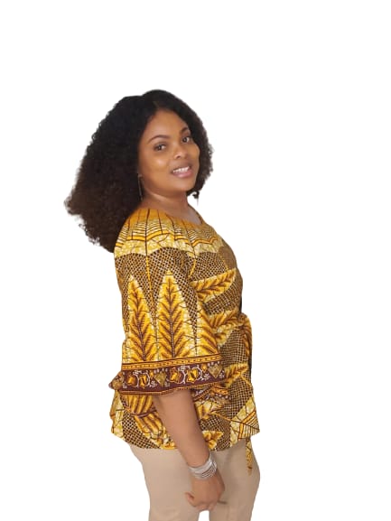 Gorgeous African Print Butterfly Top. With Belt.