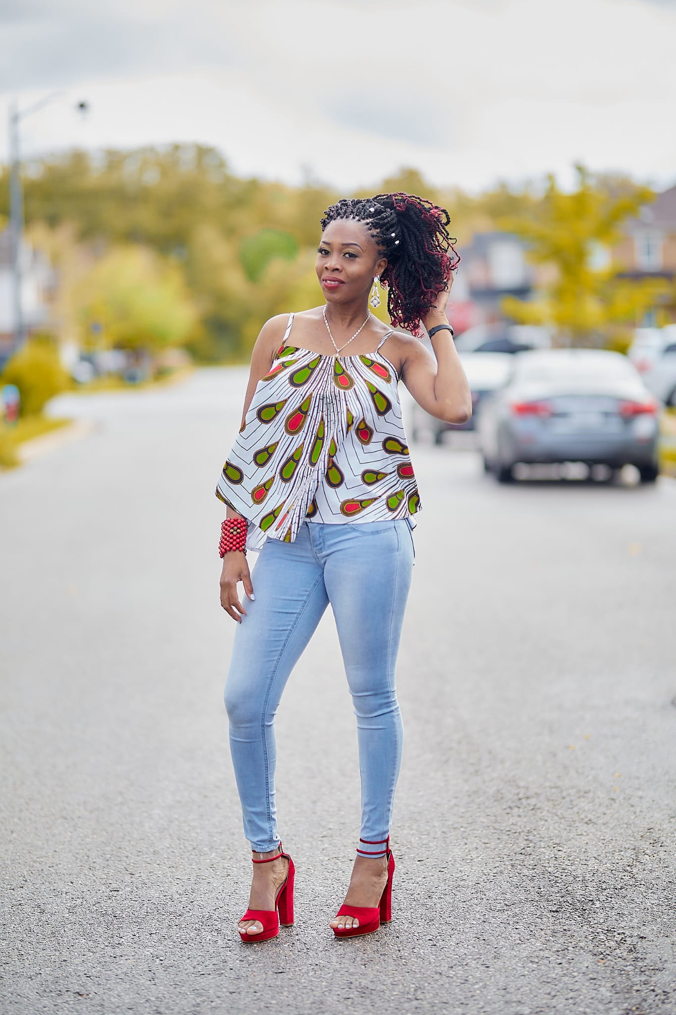 Gorgeous African Print Spaghetti Strap Peplum Top.