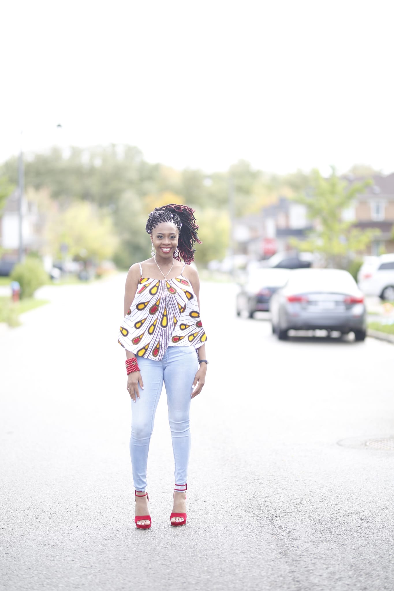 Gorgeous African Print Spaghetti Strap Peplum Top.