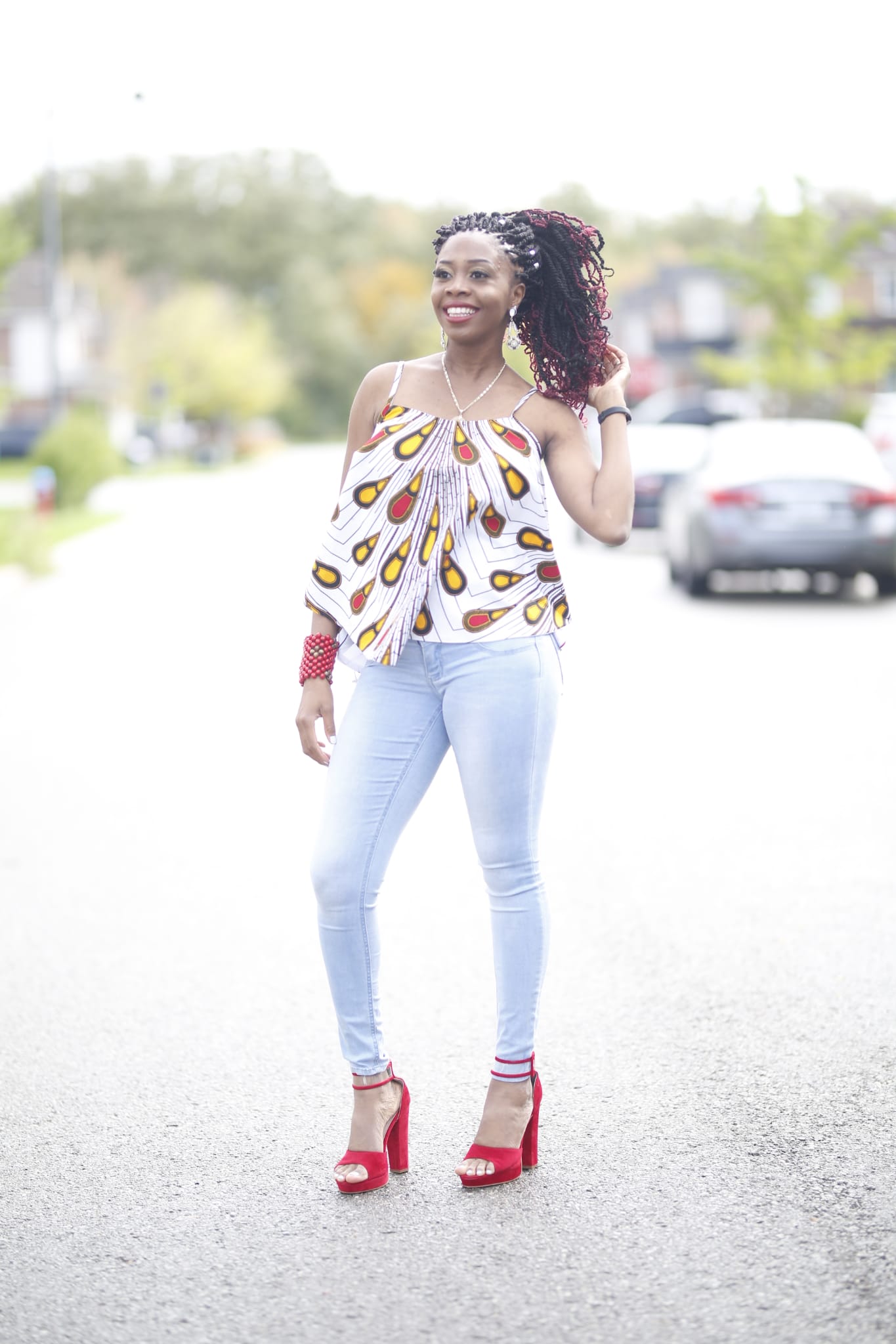 Gorgeous African Print Spaghetti Strap Peplum Top.