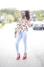 Load image into Gallery viewer, Gorgeous African Print Spaghetti Strap Peplum Top.
