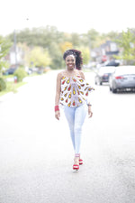 Load image into Gallery viewer, Gorgeous African Print Spaghetti Strap Peplum Top.
