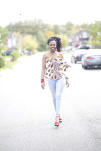 Gorgeous African Print Spaghetti Strap Peplum Top.