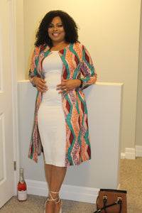 Elegant African Print Knee Length Jacket.