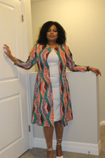 Load image into Gallery viewer, Elegant African Print Knee Length Jacket.
