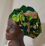 Load image into Gallery viewer, African Print Pre-Tied Satin Lined Head Wrap.
