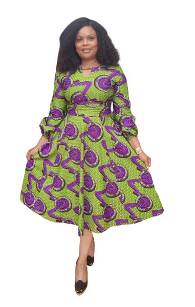 AFRICAN PRINT EVA MINI FLARED DRESS by etnica - Short dresses - Afrikrea