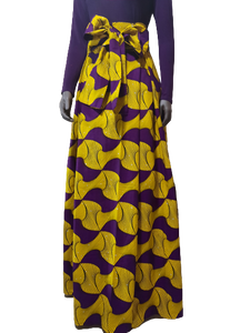 Stylish African Print High Waist Band Skirt-Kiss Splint with Belt.